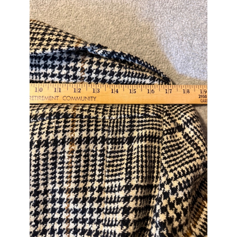 Vintage Pendleton Wool Trench Coat Houndstooth Glen Plaid Double Breasted Belted - Picture 14 of 16